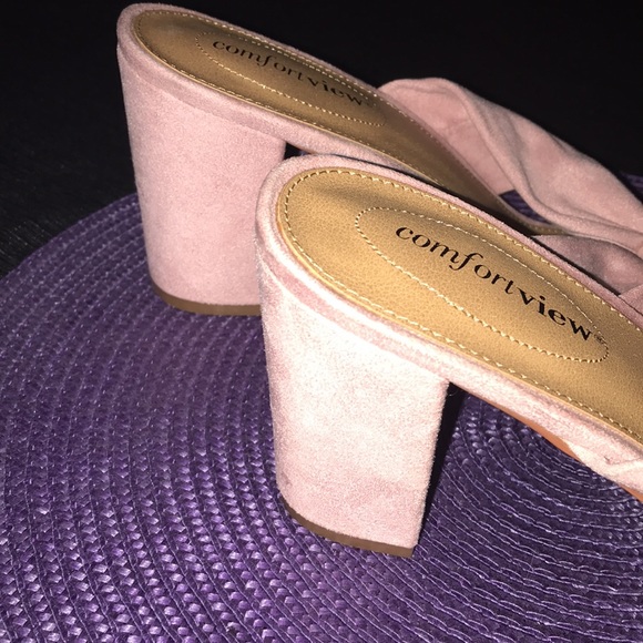 Comfort View Pink Suede Sandals - Picture 6 of 7